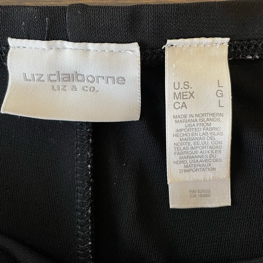 VINTAGE LIZ CLAIBORNE 2 PIECE PANT SET Size L Black White - Picture 9 of 12